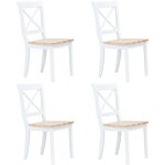 Vidaxl - chaises � manger lot de 4 blanc et bois clair bois h�v�a massif