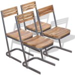 Vidaxl chaises � manger lot de 4 bois de teck massif