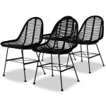 Vidaxl - chaises � manger lot de 4 noir rotin naturel