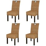 Vidaxl - chaises  manger lot de 4 rotin kubu bois de manguier