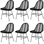 Vidaxl - chaises à manger lot de 6 noir rotin naturel Vidaxl - chaises à manger lot de 6 noir rotin naturel