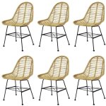 Vidaxl chaises � manger lot de 6 rotin naturel