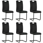 Vidaxl - chaises  manger cantilever lot de 6 noir similicuir