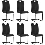 Vidaxl - chaises à manger cantilever lot de 6 noir similicuir Vidaxl - chaises à manger cantilever lot de 6 noir similicuir