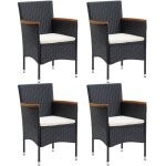 Vidaxl - chaises � manger de jardin lot de 4 r�sine tress�e noir