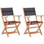 Vidaxl - chaises pliables de jardin lot de 2 noir eucalyptus textil�ne