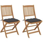 Vidaxl - chaises pliables de jardin 2 pcs avec coussins bois d'acacia