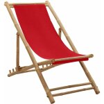 Vidaxl - chaise de terrasse bambou et toile rouge