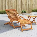 Vidaxl ? chaise longue pliable en bois d'acacia ? repose - pied int�gr� ? r�sistante aux intemp�ries ...
