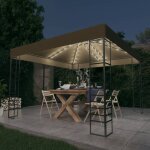 Vidaxl - chapiteau avec guirlande lumineuse  led 3x3 m taupe