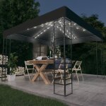 Vidaxl - chapiteau de jardin avec lumières led 3x3 m anthracite Vidaxl - chapiteau de jardin avec lumières led 3x3 m anthracite