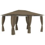 Vidaxl - chapiteau de jardin avec rideaux 4x3 m taupe 180 g / m