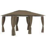 Vidaxl - chapiteau de jardin avec rideaux 4x3 m taupe 180 g / m�