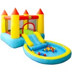 Chteau gonflable avec toboggan 200x365x190 cm pvc happy hop