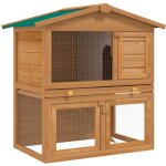 Vidaxl ? clapier d'ext�rieur 2 �tages pour petits animaux ? bois de sapin massif ? treillis m�tallique ...