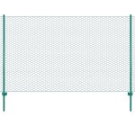 Vidaxl cl�ture en grillage m�tallique avec poteaux acier 25x2 m vert