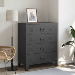 Commode � tiroirs m�tal style industriel 78 x 40 x 93 cm noir