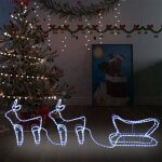 Vidaxl ? d�coration de no�l d'ext�rieur renne et tra�neau 576 led blanches froides ? �tanche ip44 ? longueur ...