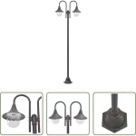 Vidaxl �clairage ext�rieur - lampadaire de jardin e27 220 cm aluminium 2 lanternes bronze