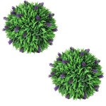 Ensemble de 2 boules de buis artificiel avec lavande 30 cm Ensemble de 2 boules de buis artificiel avec lavande 30 cm