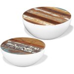 Ensemble de 2 tables basses forme de bol bois de rcupration