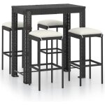 Ensemble de bar de jardin 5 pcs et coussins rsine tresse noir - vidaxl