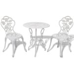 Ensemble de bistro 3 pcs aluminium coulé blanc vidaxl Ensemble de bistro 3 pcs aluminium coulé blanc vidaxl