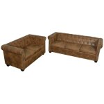 Vidaxl - ensemble de canapé chesterfield à 2 et 3 places marron Vidaxl - ensemble de canapé chesterfield à 2 et 3 places marron