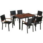 Vidaxl - ensemble � manger d'ext�rieur 7pcs r�sine tress�e acacia noir