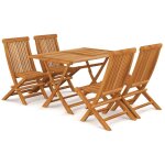 Vidaxl ensemble � manger de jardin 5 pcs bois de teck massif