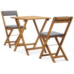 Vidaxl ? ensemble table et chaises de jardin pliable 3 pcs ? bois d'acacia massif avec finition � l'huile ...