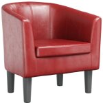 Vidaxl ? fauteuil cabriolet rouge bordeaux en similicuir ? dimensions 70x56x68cm ? hauteur d'assise 39cm ...
