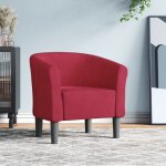 Vidaxl ? fauteuil cabriolet velours rouge bordeaux ? dimensions 70x56x68 cm ? hauteur d'assise 39 cm ...