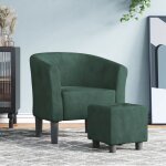 Vidaxl ? fauteuil cabriolet vert fonc� en velours ? repose - pied pratique ? dimensions 70x56x68 cm ? ...