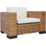 Fauteuil avec coussins rotin naturel vidaxl