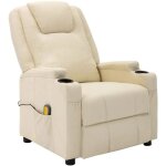 Fauteuil de massage �lectrique chaise de massage fauteuil design fauteuil relax cr�me blanc similicuir ...