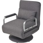 Vidaxl ? fauteuil pivotant convertible gris fonc� en tissu ? dimensions 186 x 60 x 26 cm en mode lit ...