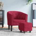 Vidaxl - fauteuil avec repose - pied rouge bordeaux velours