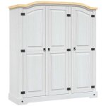 Vidaxl ? garde - robe 3 portes en pin massif blanc ? design mexicain corona ? compartiment avec �tag�re ...