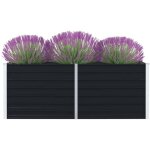 Vidaxl ? jardini�re rectangulaire 160 x 80 x 45 cm en acier galvanis� anthracite ? supports int�rieurs ...