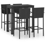 Vidaxl ? jeu de bar de jardin 5 pcs ? r�sine tress�e noire ? table 100 x 60, 5 x 110, 5 cm ? chaises ...