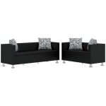 Vidaxl - jeu de canapé à 2 places et à 3 places cuir synthétique noir Vidaxl - jeu de canapé à 2 places et à 3 places cuir synthétique noir