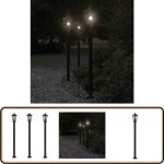 Lampadaires d'extrieur 3 pcs noir 120 cm acier inoxydable - lampadaire exterieur - clairage extrieur ...