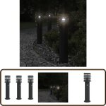 Lampadaires d'extrieur et capteurs 3 pcs noir acier inoxydable - lampadaire exterieur - clairage exterieur ...