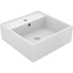 Lavabo carr de luxe  trop - plein blanc mat 41x41 cm cramique