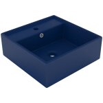 Vidaxl - lavabo carr� � trop - plein bleu fonc� mat 41x41 cm c�ramique