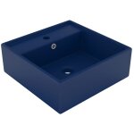 Vidaxl - lavabo carr  trop - plein bleu fonc mat 41x41 cm cramique