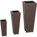 Vidaxl - lits surlevs de jardin 3 pcs rsine tresse marron