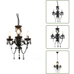 Vidaxl - lustre avec perles noir rond 3 x e14 - lustres - luminaires int�rieurs - lampes suspendues - ...