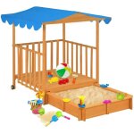 Maison de jeu d'enfants et bac � sable bois de sapin bleu uv50 - vidaxl